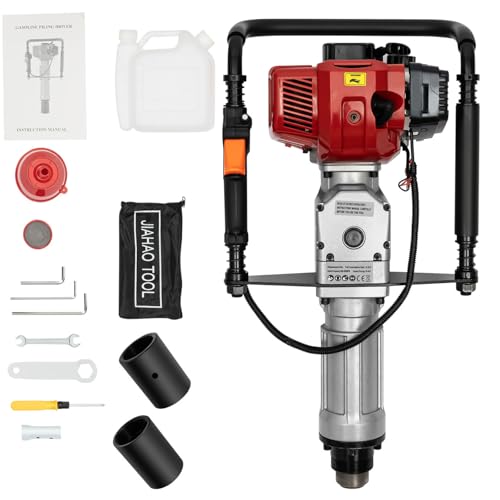 KEESUNG 52CC 2 Takt Benzin Motor Pfahlramme, T-Post Driver Fence Farm Hammer Zaunpfahlramme Einzylinder Rammgerät Handerdbohrer Gartenarbeit für Gartenzaun von KEESUNG