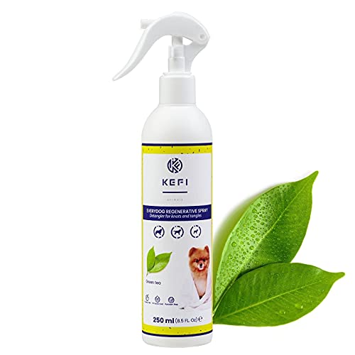 KEFI animals Everydog Kämmhilfespray für Hunde mit Frische Grünem Tee Duft,für Kurzhaar, Langhaar, Detangler mit Lanolin und Glyzerin, Spendet Feuchtigkeit und pflegt das Haar, Sprayflasche, 250 ml von KEFI animals
