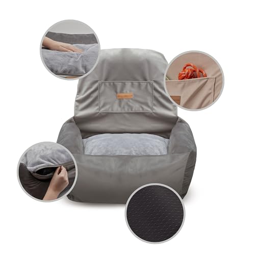 KEFI animals Hunde-Autositz für kleine Hunde und Welpen, Hunde-Auto-Reisebett mit Plüschkissen, mit aufgenähter Tasche für Hundeleine, Antirutsch-Boden, Befestigungsgurt, waschbar KEFI animals Hunde-Autositz für kleine Hunde und Welpen, Hunde-Auto-Reisebett mit Plüschkissen, mit aufgenähter Tasche für Hundeleine, Antirutsch-Boden, Befestigungsgurt, waschbar von KEFI animals