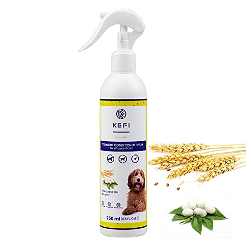 KEFI animals Everydog Spülung für Hunde, Fellpflege mit Weizen- und Seidenproteinen, Erleichtert das Entwirren, pflegt die inneren Haarstrukturen, Neutralen pH-Wert, Sprayflasche, 250 ml von KEFI animals