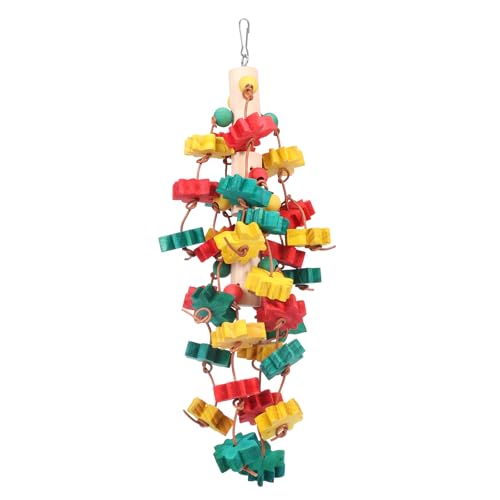 KEGAJEGA Papageienspielzeug 40x14cm Vogel Papagei Spielzeug Holz Vogelspielzeug Papageienspielzeug zum Schreddern Vogelspielzeug für Papageien Graupapageien Kakadus Aras Amazonenpapageien von KEGAJEGA