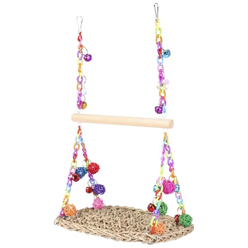 Vogel Hängematte mit Bunten Kaubällen und Glöckchen Wellensittich Spielzeug Etagenbett Hängend Vogelspielzeug für Wellensittiche Sittiche Nymphensittiche Hamster Rennmäuse Vogel Hängematte mit Bunten Kaubällen und Glöckchen Wellensittich Spielzeug Etagenbett Hängend Vogelspielzeug für Wellensittiche Sittiche Nymphensittiche Hamster Rennmäuse von KEGAJEGA