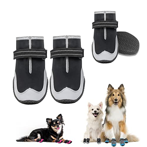 KEIYALOE Hundestiefel Wasserdicht Hunde Stiefel Schutz Pfote Anti-Rutsch Outdoor Hundeschuhe Verstellbare Reflektierende Riemen Kleine Mittlere Große Hunde 4 Stück KEIYALOE Hundestiefel Wasserdicht Hunde Stiefel Schutz Pfote Anti-Rutsch Outdoor Hundeschuhe Verstellbare Reflektierende Riemen Kleine Mittlere Große Hunde 4 Stück von KEIYALOE