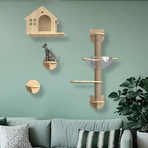 KEJIAWU Katzen Kletterwand Set, Katzen Wand Klettern Katzentreppe Wand, Verdickte Platte ist Robust und Langlebig, Platzsparend, Geschenk for Katze(6PCS) von KEJIAWU
