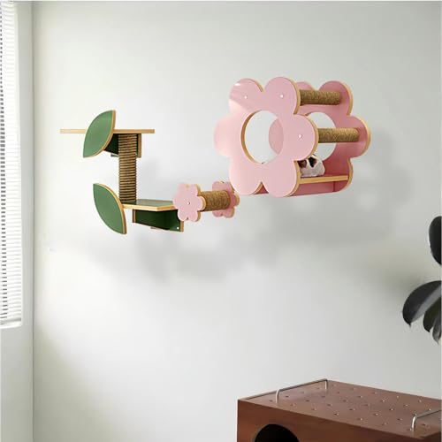 KEJIAWU Katzen-Wandmöbel Set, Katzen Kletterwand,Modernes Design mit Kratzstufen, Plattform & Dekorativen Blättern - Robust & funktional(3PCS) von KEJIAWU