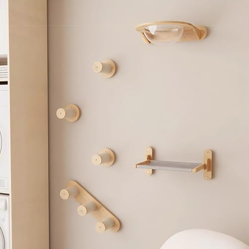 KEJIAWU Katzen Wandregale aus Holz, Katzenmöbel for Große und Kleine Katzen, Transparente Wandbetten zum Schlafen und Ausruhen(6PCS-A) von KEJIAWU