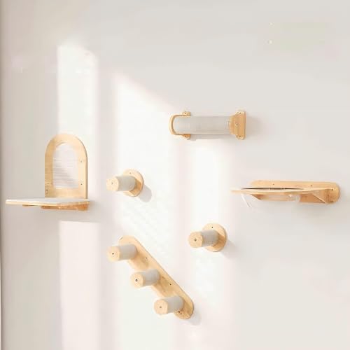 KEJIAWU Katzen Wandregale aus Holz, Katzenmöbel for Große und Kleine Katzen, Transparente Wandbetten zum Schlafen und Ausruhen(6PCS-B) von KEJIAWU
