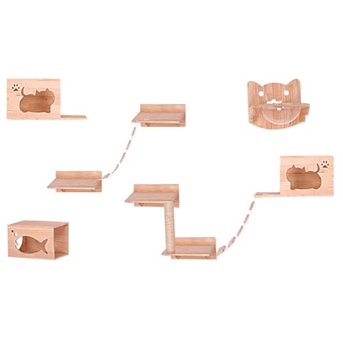 KEJIAWU Katzen-Wandregale aus Holz for große Katzen, Transparente Betten zum Schlafen und Ausruhen(11PCS) von KEJIAWU