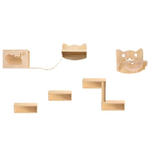 KEJIAWU Katzen-Wandregale aus Holz for große Katzen, Transparente Betten zum Schlafen und Ausruhen(9PCS-B) von KEJIAWU