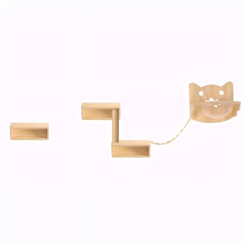 KEJIAWU Katzen Wandregale und Kletterplattformen, Kletterset for Mehrere Katzen, Platzsparend, Holz-Kratzbaum mit Hängematte Einfach zu Montieren(6PCS) von KEJIAWU