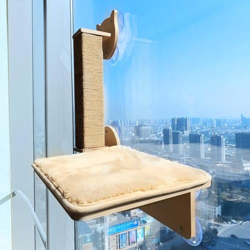 KEJIAWU Katzenfenster-Hängematte und Wandregal mit Saugnäpfen, Kratzfester Fensterliegeplatz for Katzen, Platzsparend for Sonnenbaden(2PCS-A) von KEJIAWU