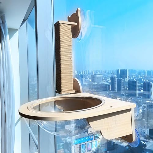 KEJIAWU Katzenfenster-Hängematte und Wandregal mit Saugnäpfen, Kratzfester Fensterliegeplatz for Katzen, Platzsparend for Sonnenbaden(2PCS-C) von KEJIAWU