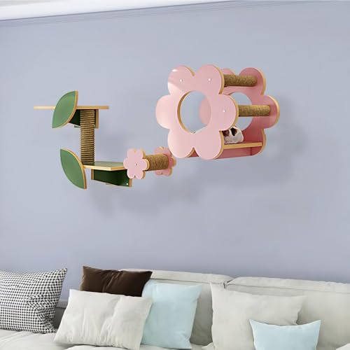 KEJIAWU Katzenkletterwand Set XXL mit Hängematte und Kratzstamm, Wandmontiertes Möbelset mit KratzflächeLanglebig, Wandmontage(3PCS) von KEJIAWU