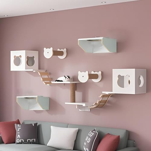KEJIAWU Katzenkletterwand XXL - Wandmontierte Katzenmöbel mit Kratzbrett, Hängematte und Plattformen - Einfache Montage - Ideal for Innenräume(11PCS) von KEJIAWU
