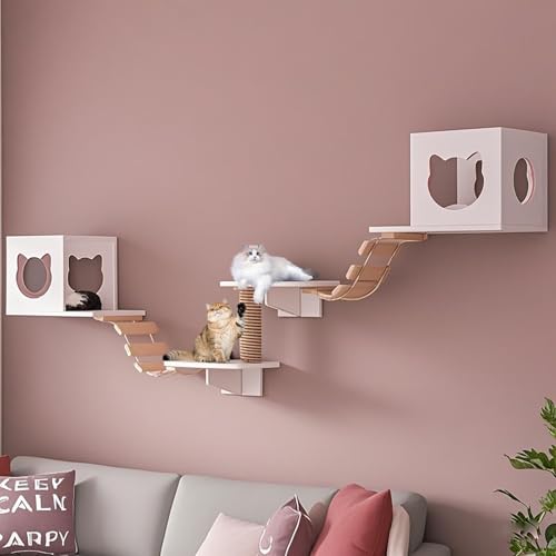 KEJIAWU Katzenkletterwand XXL - Wandmontierte Katzenmöbel mit Kratzbrett, Hängematte und Plattformen - Einfache Montage - Ideal for Innenräume(7PCS) von KEJIAWU
