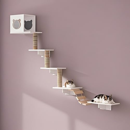 KEJIAWU Katzenkletterwand XXL - Wandmontierte Katzenmöbel mit Kratzbrett, Hängematte und Plattformen - Einfache Montage - Ideal for Innenräume(9PCS-A) von KEJIAWU