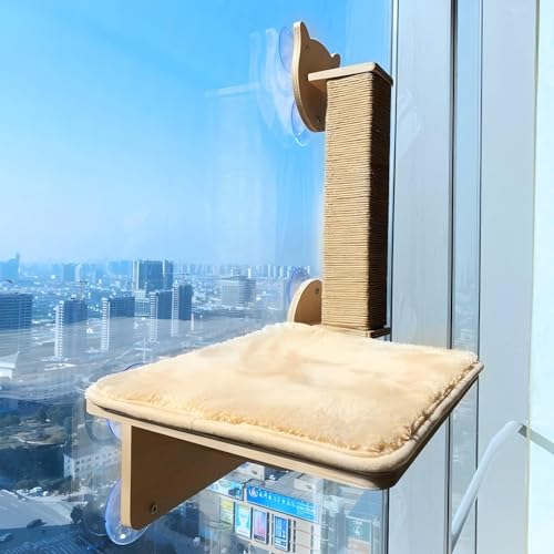 KEJIAWU Katzenkletterwand aus Holz, Wandmontierte Katzenregale ohne Bohren, Platzsparend, Kratzpfosten for Wand und Fenster(2PCS-A) von KEJIAWU