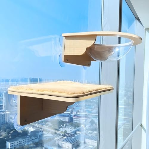 KEJIAWU Katzenkletterwand aus Holz, Wandmontierte Katzenregale ohne Bohren, Platzsparend, Kratzpfosten for Wand und Fenster(2PCS-B) von KEJIAWU