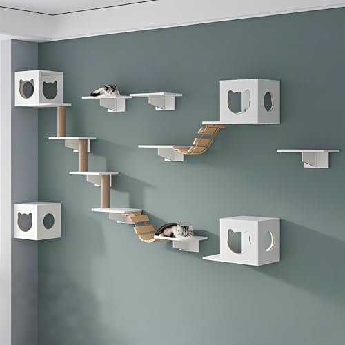 KEJIAWU Katzenmöbel Wandmontage - Set mit Plattformen, Kratzfläche und Schlafplatz - Einfache Installation for Mehr Spaß(17PCS) von KEJIAWU