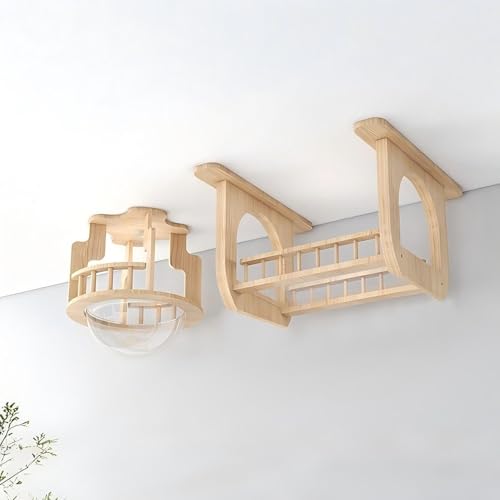 KEJIAWU Wandmontierte Katzenmöbel mit Haus, Leiter, Stufen und Raumkapsel - DIY-Kletterregal-Spielplatz-Set, Wandaufbewahrung for Katzen(2PCS-A) von KEJIAWU