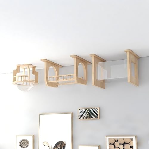 KEJIAWU Wandmontierte Katzenmöbel mit Haus, Leiter, Stufen und Raumkapsel - DIY-Kletterregal-Spielplatz-Set, Wandaufbewahrung for Katzen(4PCS) von KEJIAWU