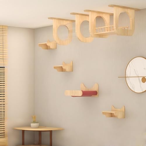 KEJIAWU Wandregale for Katzen mit Kletterwand, Wandmontierte Katzenmöbel mit Stufen und Liegeplatz - Bett for Indoor-Katzen(6PCS-A) von KEJIAWU