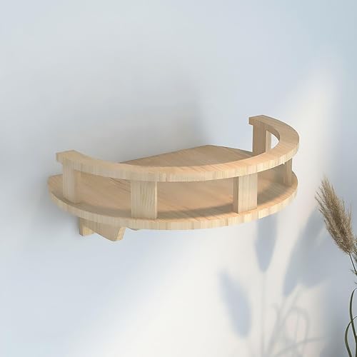 KEJIAWU Wandregale for Katzen mit Verbindungsbrücke - Massives Holz-Katzemöbel zum Klettern, Spielen und Entspannen - Wandaufgehängte Katzenhäuser(1PCS-B) von KEJIAWU