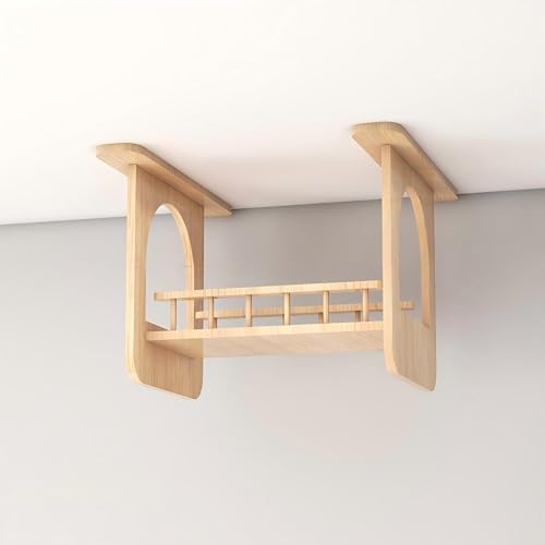 KEJIAWU Wandregale for Katzen mit Verbindungsbrücke - Massives Holz-Katzemöbel zum Klettern, Spielen und Entspannen - Wandaufgehängte Katzenhäuser(1PCS-F) von KEJIAWU