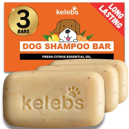 KELEBS Hundeshampoo Sensitiv | Fellpflege Hund | hundeshampoo welpen | Beruhigende natürliche Hunde Shampoo Seifenstücke | mit Lavendel Öl & Haferflocken | Vegan | 3er Pack (Citrus) von KELEBS
