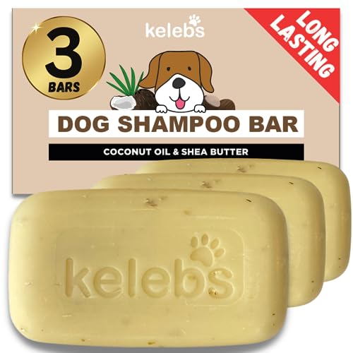 KELEBS Hundeshampoo Sensitiv | Fellpflege Hund | hundeshampoo welpen | Beruhigende natürliche Hunde Shampoo Seifenstücke | mit Lavendel Öl & Haferflocken | Vegan | 3er Pack (Coconut) von KELEBS