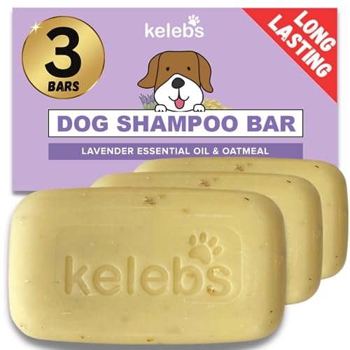 KELEBS Hundeshampoo Sensitiv | Fellpflege Hund | hundeshampoo welpen | Beruhigende natürliche Hunde Shampoo Seifenstücke | mit Lavendel Öl & Haferflocken | Vegan | 3er Pack (Lavender) von KELEBS