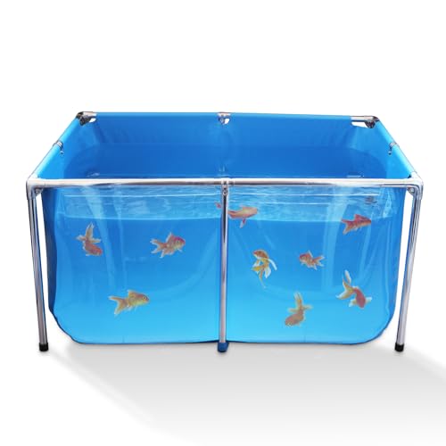 PVC-Fischteich, oberirdisches Aquarium, Goldfisch-/Koiteich mit klarem Sichtfeld, Outdoor-Leinwand-Aquarium mit Edelstahlrahmen und Ablaufventil für draußen, 120 x 80 x 60 cm, 150 Gallonen PVC-Fischteich, oberirdisches Aquarium, Goldfisch-/Koiteich mit klarem Sichtfeld, Outdoor-Leinwand-Aquarium mit Edelstahlrahmen und Ablaufventil für draußen, 120 x 80 x 60 cm, 150 Gallonen von KELELM