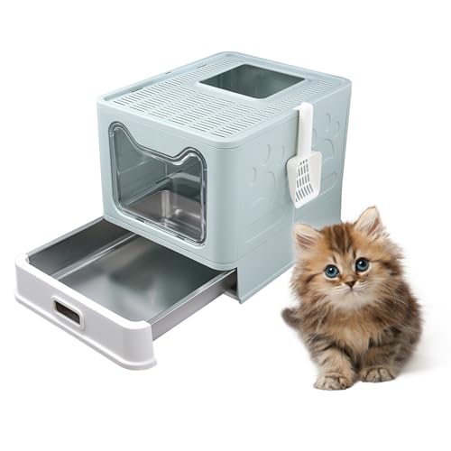 KELUNIS Katzentoilette Faltbar Mit Schublade Geschlossene Katzentoilette Aus Edelstahl Geruchlos Auslaufsicher Leicht Zu Reinigen,Blau KELUNIS Katzentoilette Faltbar Mit Schublade Geschlossene Katzentoilette Aus Edelstahl Geruchlos Auslaufsicher Leicht Zu Reinigen,Blau von KELUNIS