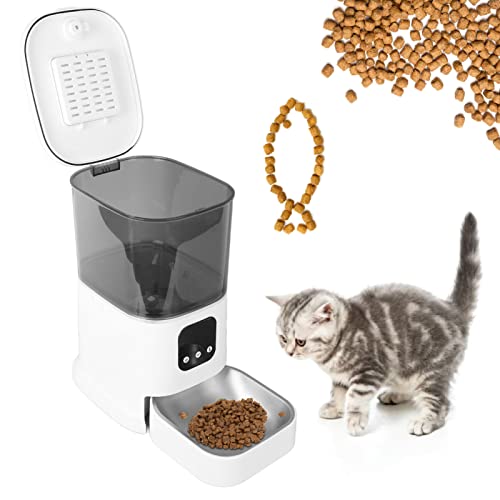 Automatischer Futterspender für Haustiere, 6 L, Ferngesteuert, Intelligenter Futterspender mit Fester Zeit, perlweiß, WiFi-Tierfutter-Timer für Katzen und Hunde (C) von KENANLAN