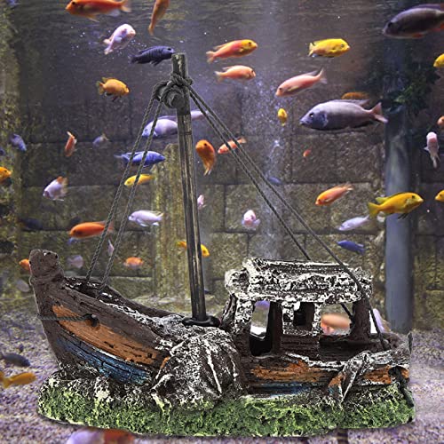 KENANLAN Aquarium Schiffswrack, Harz Aquarium Künstliche Hohe Simulation Schiffswrack Dekoration Verstecken Haus Aquarium Landschaft Ornament von KENANLAN