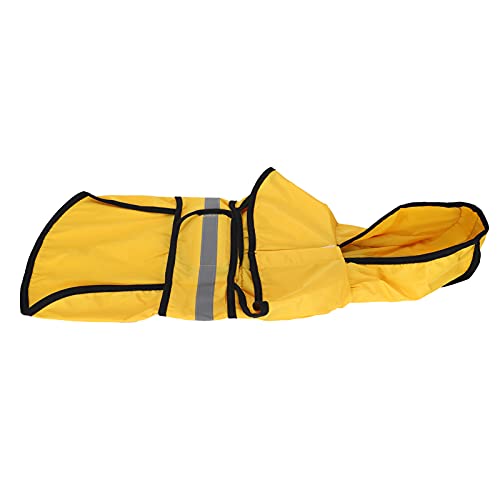 KENANLAN Hunde-Regenmantel mit Kapuze, Slicker-Poncho für Hunde, Wasserdicht, Verstellbar, mit Reflektierendem Streifen (Gelb) von KENANLAN