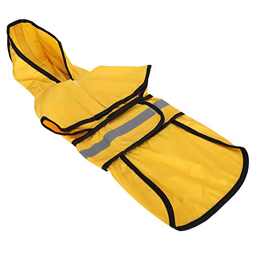 KENANLAN Hunde-Regenmantel mit Kapuze, Slicker-Poncho für Hunde, Wasserdicht, Verstellbar, mit Reflektierendem Streifen (Gelb) von KENANLAN