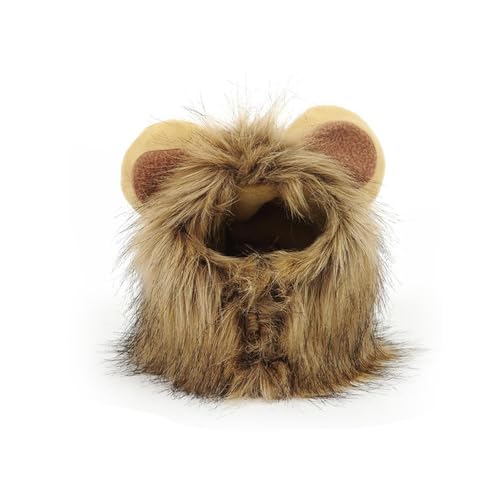 KENANLAN Löwe Mähne Perücke für Katzenpupfkostüm Verstellbares Waschbares, Schickes Löwen Haar Katzenkleid für Halloween von KENANLAN