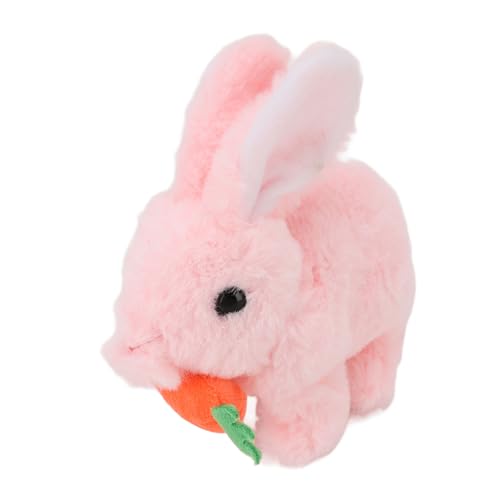 KENANLAN Realistisches Hasenspielzeug, Interaktiver Plüschhasen mit Klang- und Wackelohren, Ideal für Tierliebhaber und Reisen Spaß, Tolle für Alle Altersgruppen, ca. 16x17x10cm (Rosa) von KENANLAN