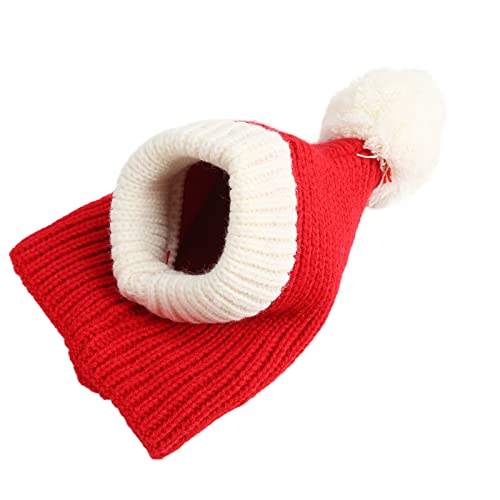 KENANLAN Santa Dog Hut Weihnachts -Haustier -Kopfbedeckung Outfit mit Schöner Balldekoration, Santa Dog Headwear Outfit Winter Kostüm Warm Zum Spielen Zum Spaß (L) von KENANLAN