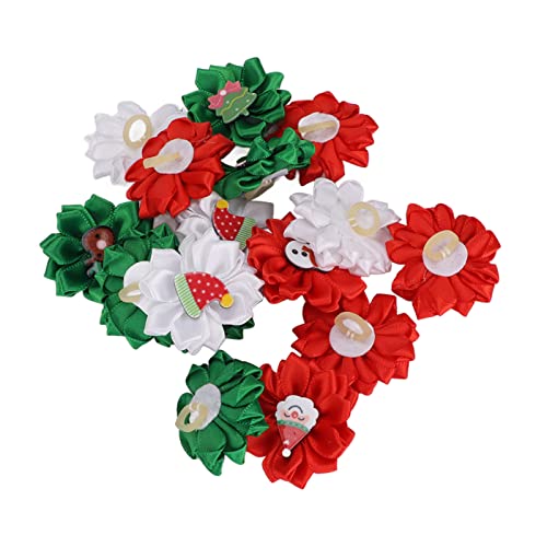 KENANLAN Weihnachts Hundehaarbänder, 16 Stück Hundehaarblumen mit Gummibändern für Hochzeit, Geburtstag, Party, Feier, Festival von KENANLAN