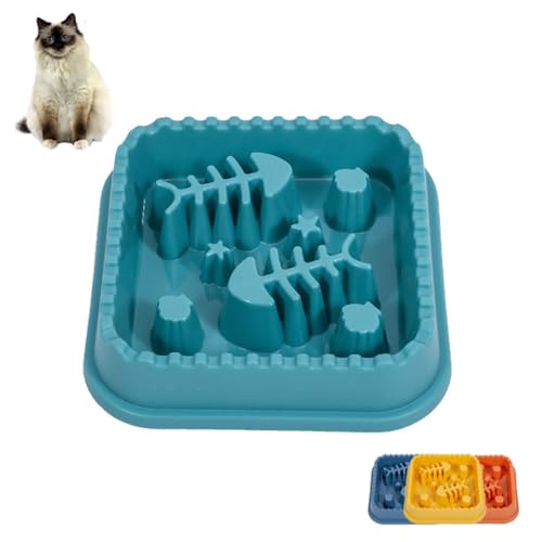 Slow Feeder Katze – Anti-Schlingnapf mit Fischgrätendesign aus PP, Rutschfester Boden (Ø21.5cm) für Wohnungskatzen & Übergewicht(Green) von KENDVPAM