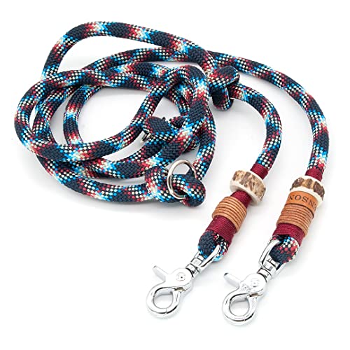 Hundeleine / Führleine aus Tau mit Karabiner & echtem Hirschhorn Ø10mm | 3fach verstellbar | Doppel-Leine | Umhängeleine | robust & wetterfest | Top Handmade-Quality von KENSONS for dogs