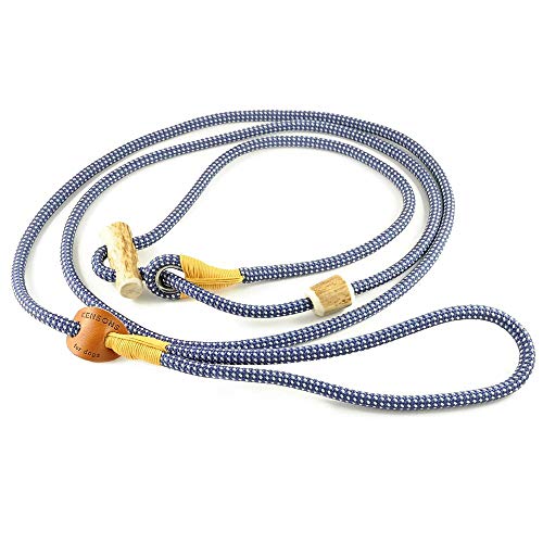 Retrieverleine Elegant | robuste Hundeleine aus Tau mit integrierter Halsung | Ø6mm | Horn-Zugstopp von KENSONS for dogs