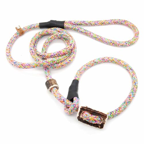 Retrieverleine 10 mm | Hippie | Moxon-Leine mit hochwertigem Horn-Zugstopp | robuste, wetterfeste Hundeleine aus Tau mit integrierter Halsung - 200 cm von KENSONS for dogs