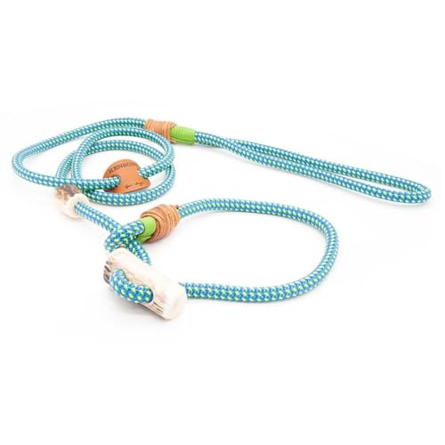 Retrieverleine 6 mm | Neon Lime | Moxon-Leine mit hochwertigem Horn-Zugstopp | robuste, wetterfeste Hundeleine aus Tau mit integrierter Halsung - 140 cm von KENSONS for dogs