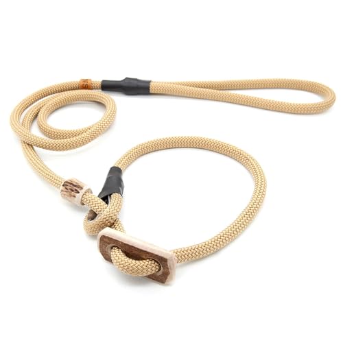 Retrieverleine 8 mm | Champagner | Moxon-Leine mit hochwertigem Horn-Zugstopp | robuste, wetterfeste Hundeleine aus Tau mit integrierter Halsung - 120 cm von KENSONS for dogs