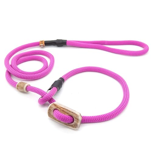 Retrieverleine 8 mm | Magenta | Moxon-Leine mit hochwertigem Horn-Zugstopp | robuste, wetterfeste Hundeleine aus Tau mit integrierter Halsung - 200 cm von KENSONS for dogs