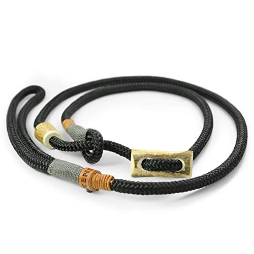 Retriever-Leine/Moxonleine Elegant-Style | handgefertigte Hundeleine aus Tau mit Halsbandfunktion & Horn-Stopper | 8mm – besonders leicht & handlich | Training, Alltag & Spaziergang von KENSONS for dogs