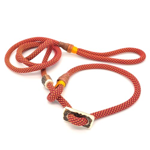 Retrieverleine & Moxonleine aus Tau mit Zugstopp (Fire, Ø10mm, 180cm) Hundeleine für mittelgroße & große Hunde - Hunde Retriever & Moxon Leine integriertes Halsband lang + kurz von KENSONS for dogs